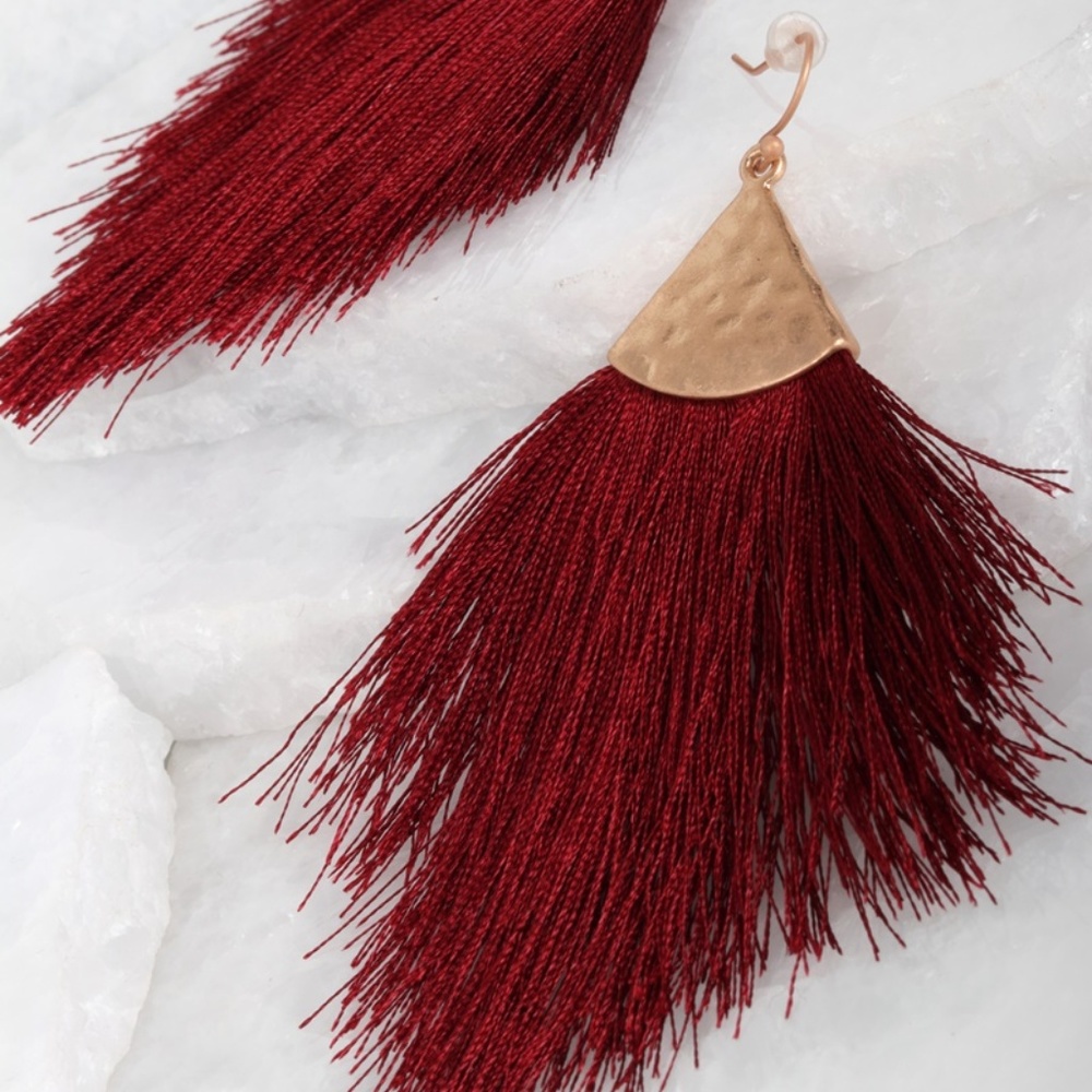 Tassel Earrings Burgundy